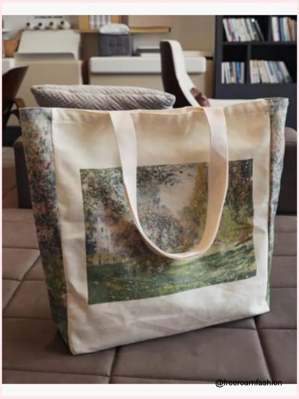 Large Canvas Tote Bag Reusable Grocery Shopping Shoulder Bag